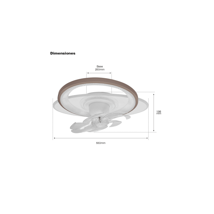 Ventilador de Techo con Luminario LED de 110 V CA 50/60 Hz / 88 W / 3