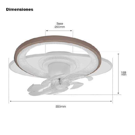 Ventilador de Techo con Luminario LED de 110 V CA 50/60 Hz / 88 W / 3