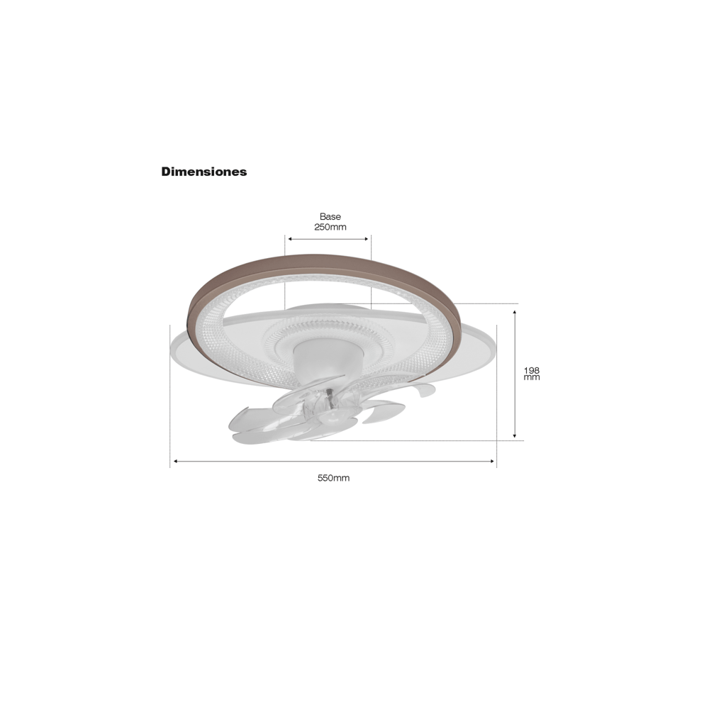 Ventilador de Techo con Luminario LED de 110 V CA 50/60 Hz / 88 W / 3