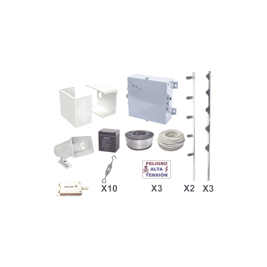 KIT ESENCIAL PARA 25Mts PERIMETRALES DE CERCO ELÉCTRICO PARA PROTECCIÓ