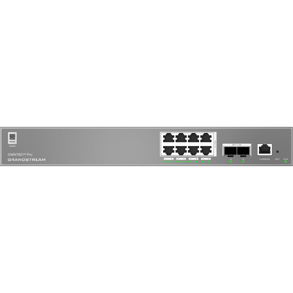 GWN7801P-Pro, Switch PoE Administrable capa 2++, 8 x GigaEth PoE/PoE+