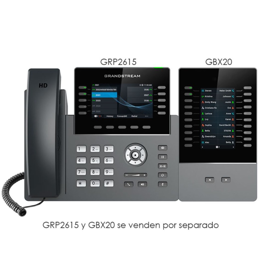 GRP2615, Teléfono IP HD Carrier-Grade, 10 Líneas, 5 cuentas SIP, WiFi,