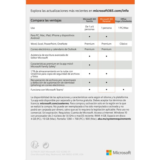 MICROSOFT 365 PERSONAL SPANISH 1YR 1USR (QQ2-01053)