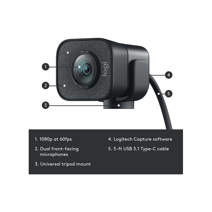 STREAMCAM PLUS LOGITECH FULL HD 1080P USB-C 960-001280