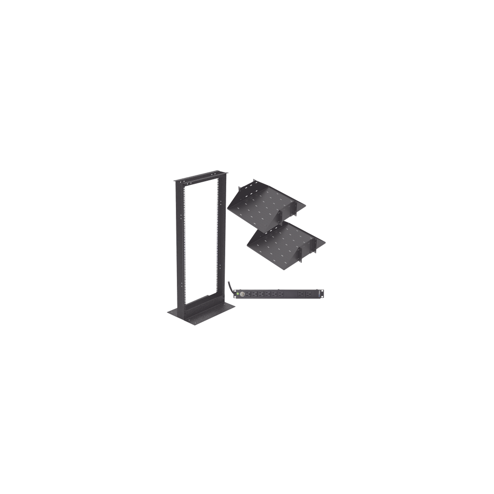 Kit de Rack Estándar 19", 24 UR con 2 Charolas y PDU (8 tomas). Ideal