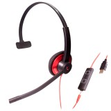 EPIC 501-R, Diadema UC, control llamada, mute y vol, 3.5mm y USB, Roja