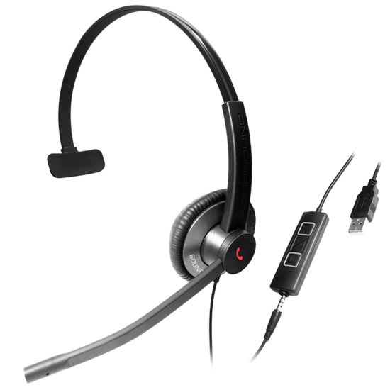 EPIC 501-G, Diadema UC, control llamada, mute y vol, 3.5mm y USB, Gris