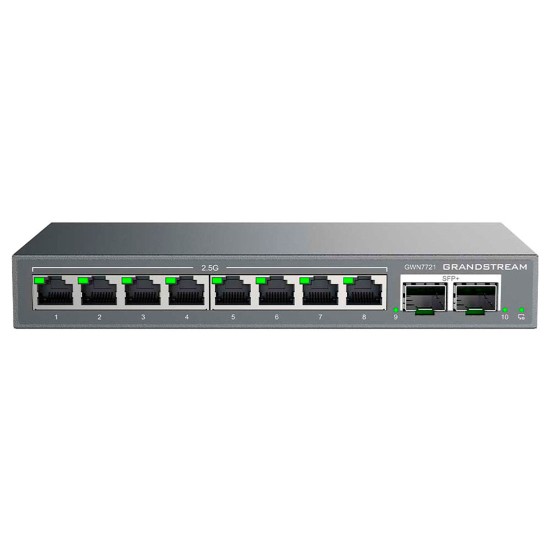 GWN7721, Switch Administrable Capa 2-lite, 8 puertos 2.5GEth, 2 puerto