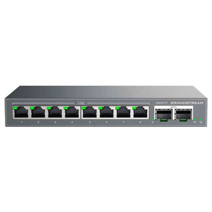 GWN7721, Switch Administrable Capa 2-lite, 8 puertos 2.5GEth, 2 puerto
