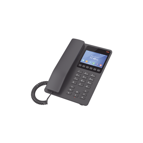 GHP631W, Teléfono Hotelero IP Negro, WiFi-6, LCD Color 3.5", 2 SIP 2 l