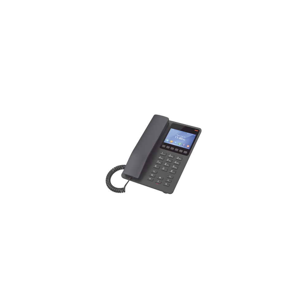 GHP631W, Teléfono Hotelero IP Negro, WiFi-6, LCD Color 3.5", 2 SIP 2 l