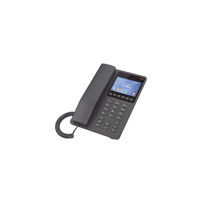 GHP631W, Teléfono Hotelero IP Negro, WiFi-6, LCD Color 3.5", 2 SIP 2 l