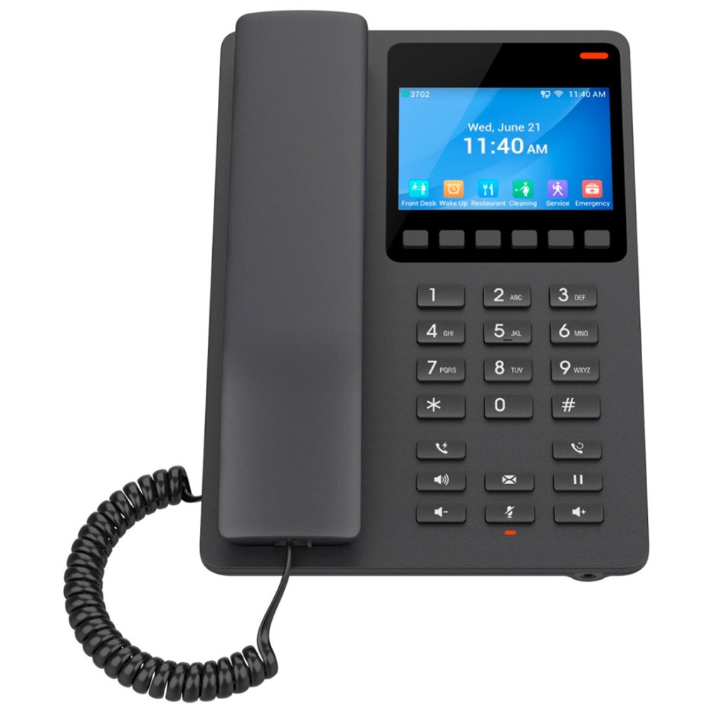 GHP631W, Teléfono Hotelero IP Negro, WiFi-6, LCD Color 3.5", 2 SIP 2 l