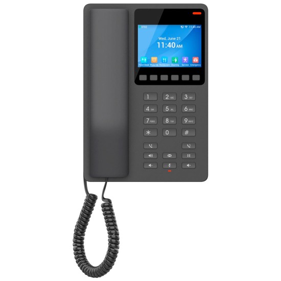 GHP631W, Teléfono Hotelero IP Negro, WiFi-6, LCD Color 3.5", 2 SIP 2 l