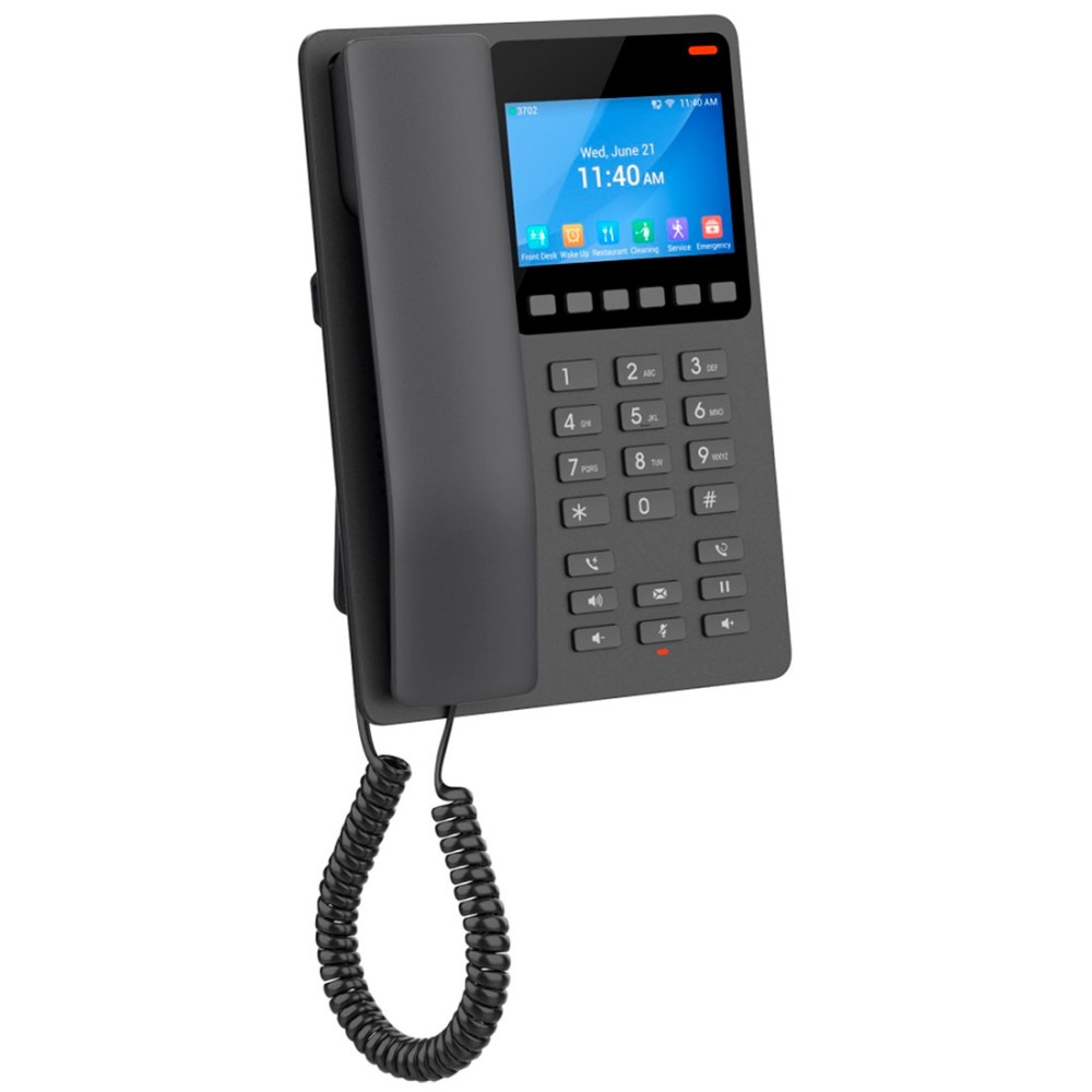 GHP631W, Teléfono Hotelero IP Negro, WiFi-6, LCD Color 3.5", 2 SIP 2 l