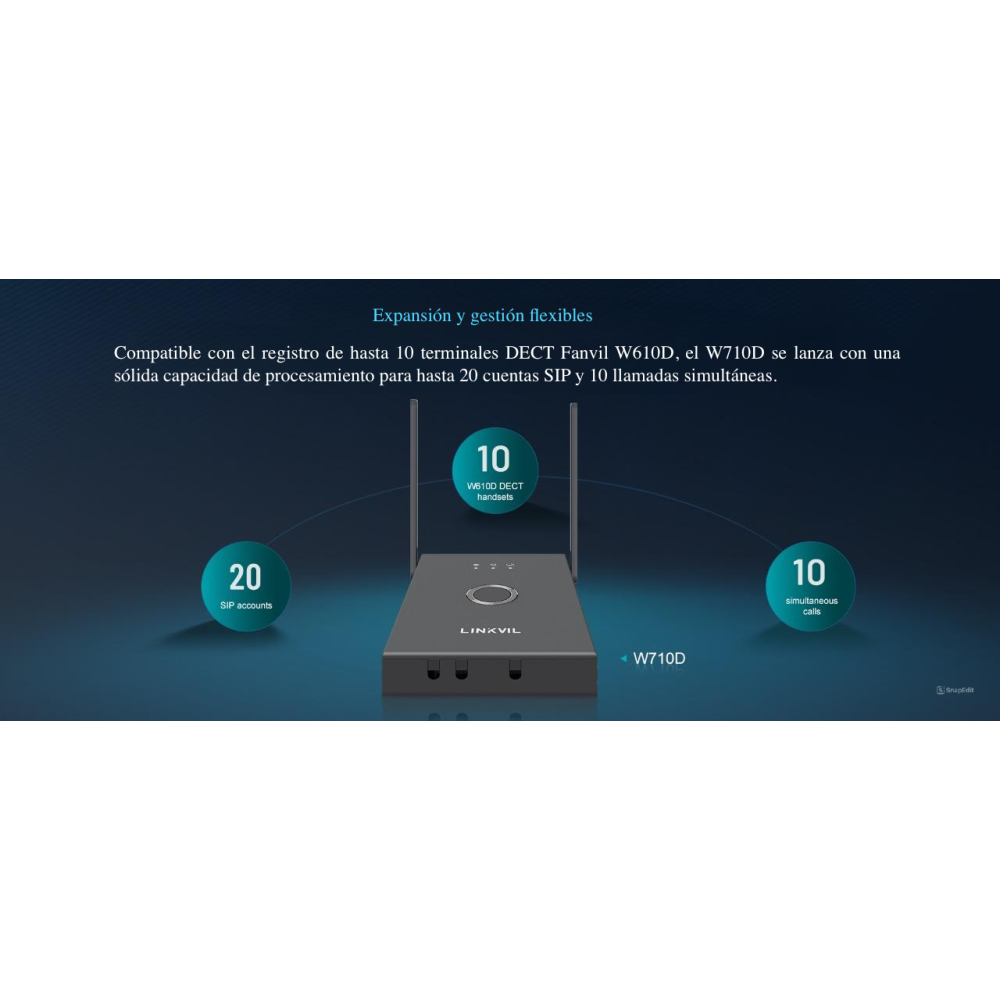 DP725, Teléfono VoIP inalámbrico DECT