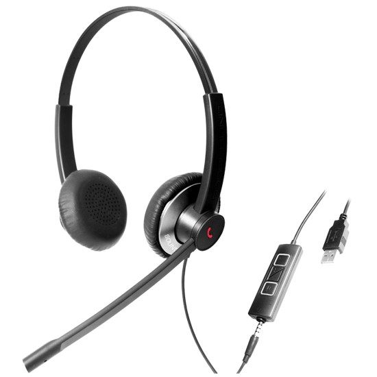 EPIC 502-G, Diadema UC, control llamada, mute y vol, 3.5mm y USB, Gris
