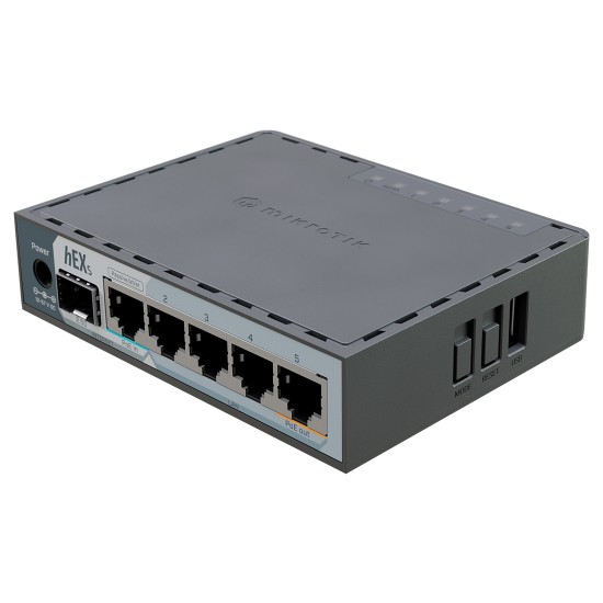 E60iUGS, hEX S, Ruteador Dual Core 950MHz, 512MB RAM, 2.5G SFP, 5xGEth