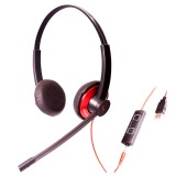 EPIC 502-R, Diadema UC, control llamada, mute y vol, 3.5mm y USB, Rojo