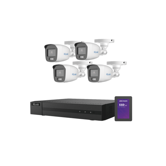 Kit TurboHD 1080p + SSD 1 TB / DVR 4 Canales / 4 Cámaras Bala ColorVu