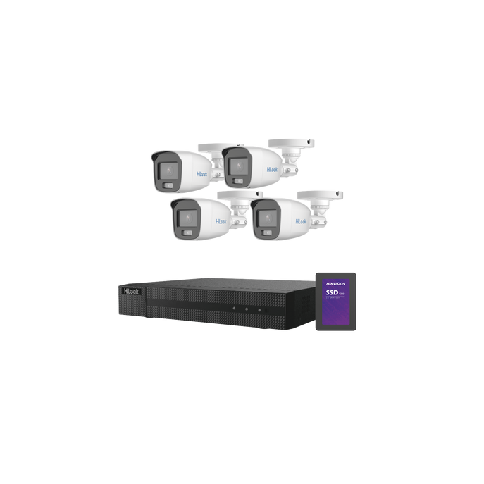 Kit TurboHD 1080p + SSD 1 TB / DVR 4 Canales / 4 Cámaras Bala ColorVu