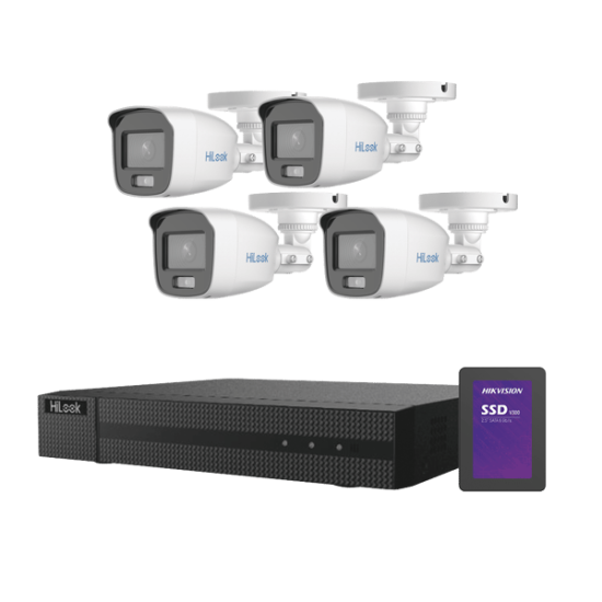 Kit TurboHD 1080p + SSD 1 TB / DVR 4 Canales / 4 Cámaras Bala ColorVu
