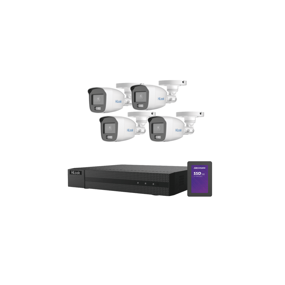 Kit TurboHD 1080p + SSD 1 TB / DVR 4 Canales / 4 Cámaras Bala ColorVu