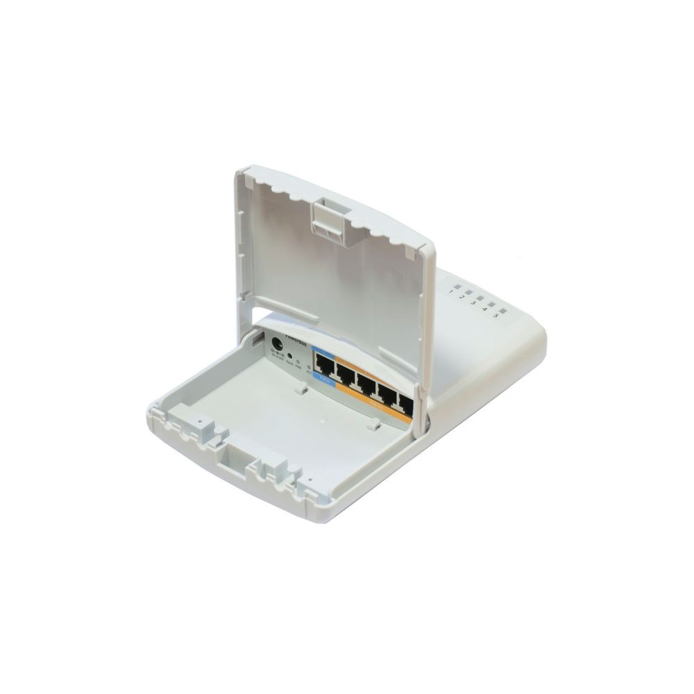 RB750P-PBr2, PowerBox, RB 5 Eth 650Mhz CPU 64MB RAM PoE Pasivo en Eth2
