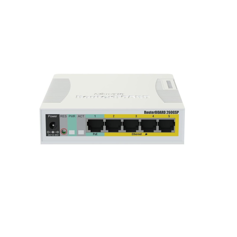 CSS106-1G-4P-1S, Sw RB260GSP 5 Eth Gb SFP salida PoE Pasivo