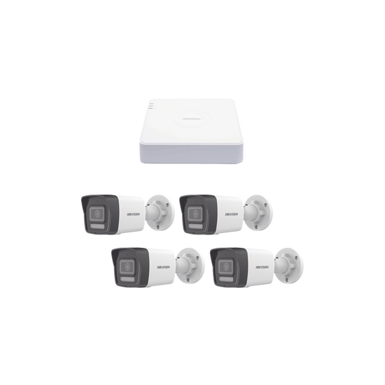 Kit IP 1080p (2 Megapixel) / NVR de 4 Canales con 4 Puertos PoE / 4 Cá