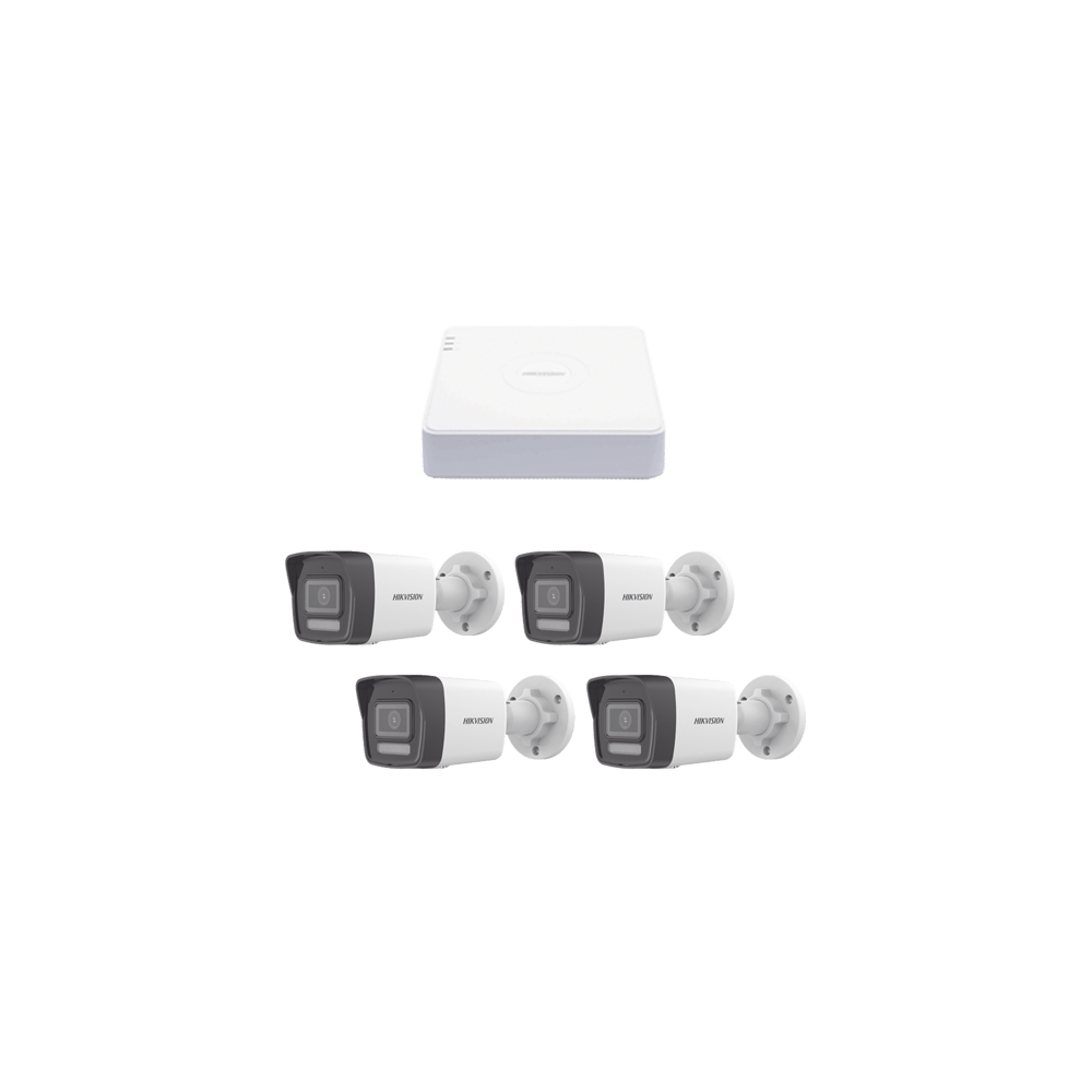 Kit IP 1080p (2 Megapixel) / NVR de 4 Canales con 4 Puertos PoE / 4 Cá