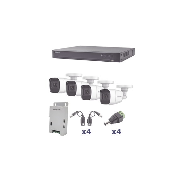 KIT TurboHD 1080p / DVR 4 Canales / 4 Cámaras Bala Policarbonato con A